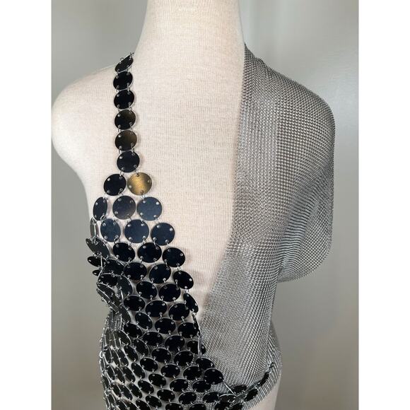 Fannie Schiavoni Scale and Mesh Chainmail Sheer Wrap Top Size Large - Picture 5 of 10